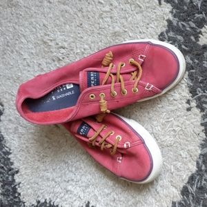 Red Leather Sperry Shoes